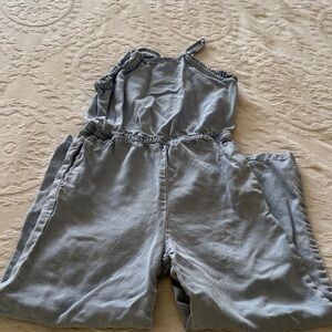 Gently Loved Hayden Girls Ruffled Halter Wideleg Denim Tencel Jumpsuit